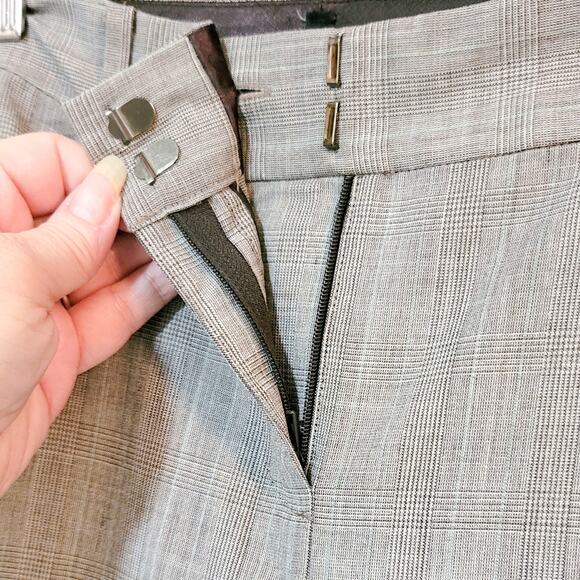 T Tahari mocha wool blend glen plaid flared mid rise dress pants size 4 - Picture 13 of 16